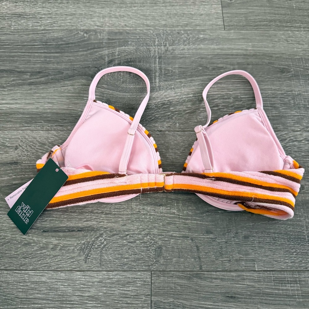 NWT Wild Fable Striped Bikini Swim Top Terry Cloth Size Small - Picture 4 of 4